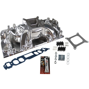 TSP, Air Gap Dual Plane Intake Kit, Chev BB, Oval Port, Polished Finish
