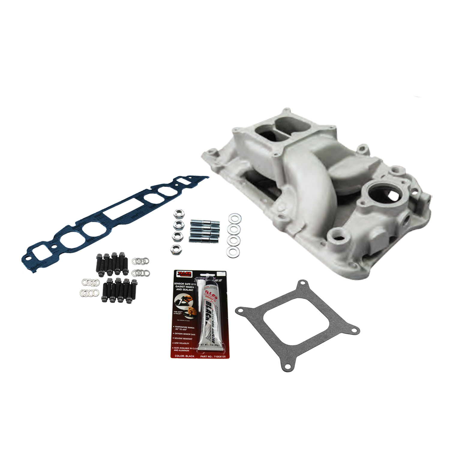 TSP, Air Gap Dual Plane Intake Kit, Chev BB, Oval Port, Black Finish