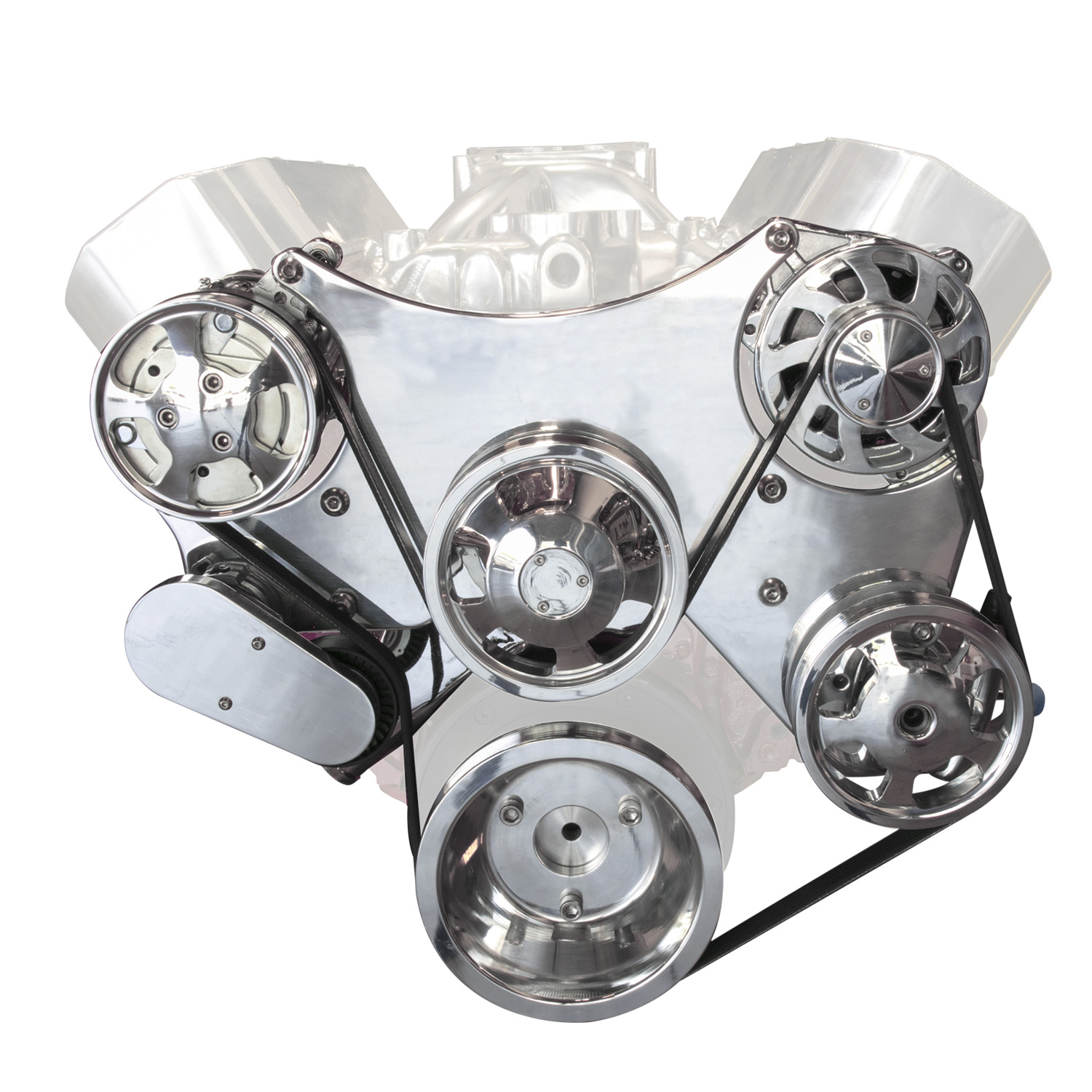 Top Street Performance, Serpentine Front Drive Systems, Aluminum, Long Water Pump, Chevrolet Big Block, Black