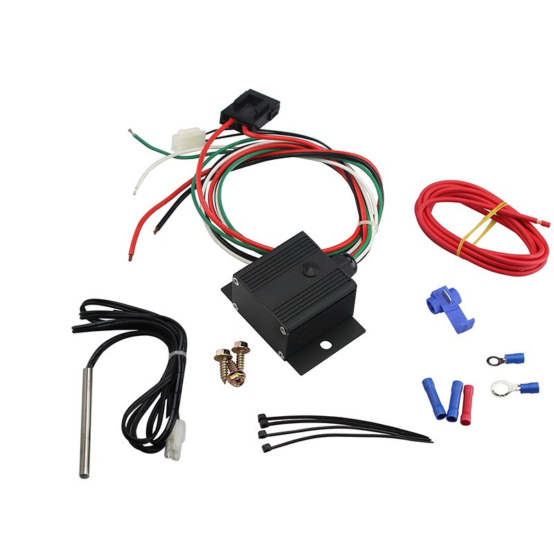 TSP, Electric Fan Controller Wiring Harness Kit, 150 to 240 degrees Adjustable Probe Thermostat, Black