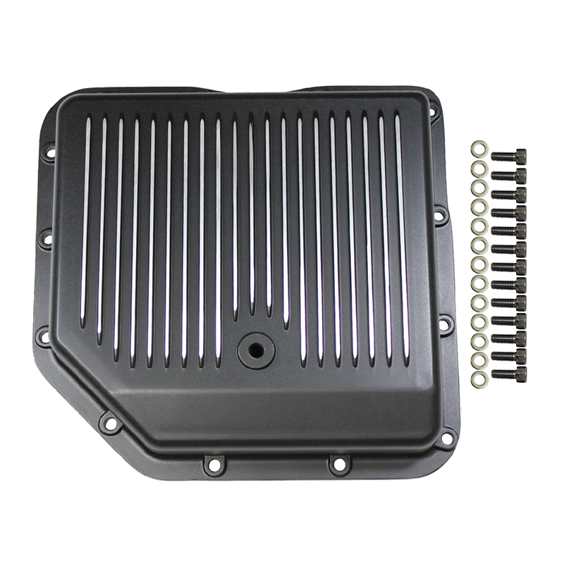 TSP, Cast Aluminum Transmission Pan, GM TH350, Black Finish