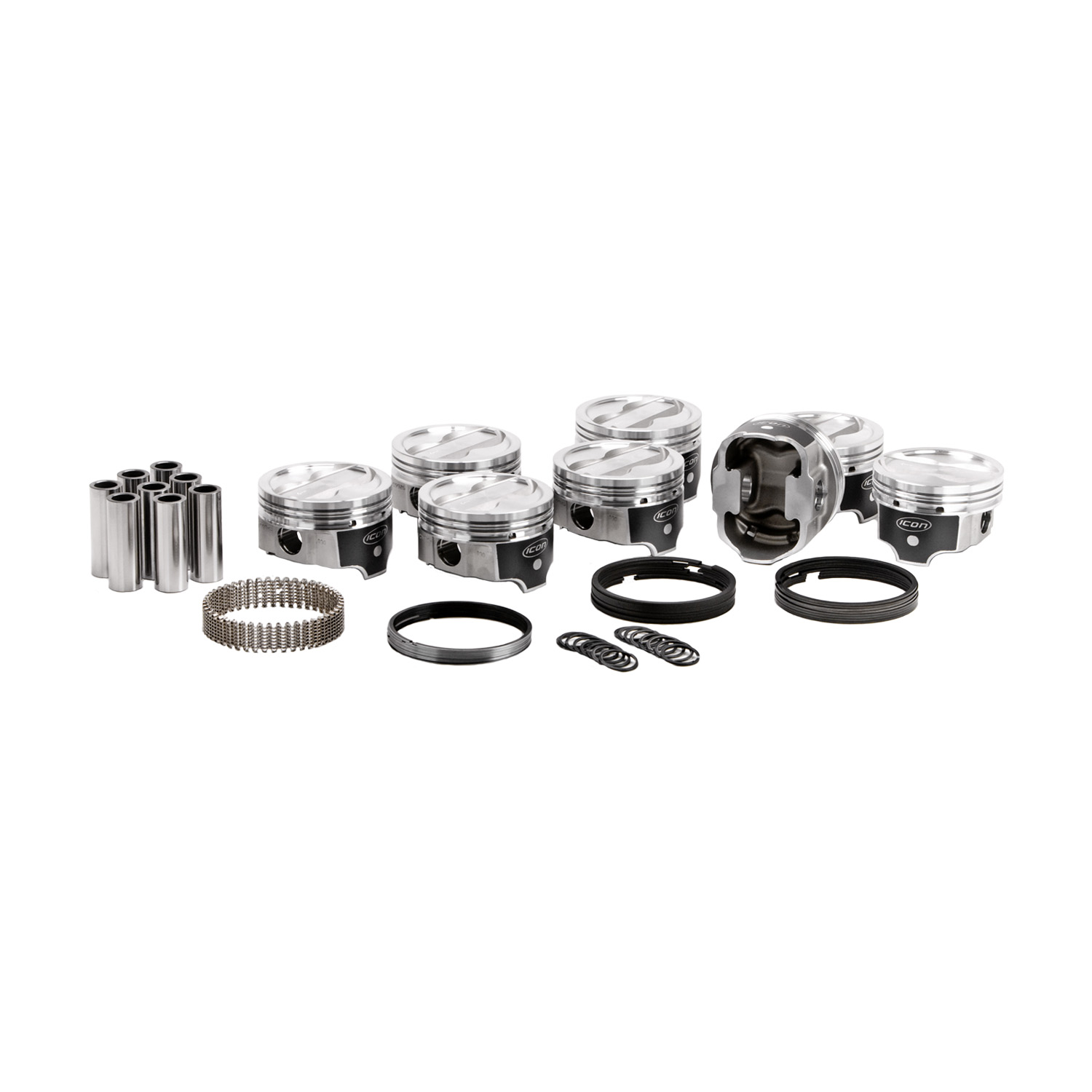 Icon FHR Pistons & Ring Set, SB Chev 383, Dish, 9.6:1