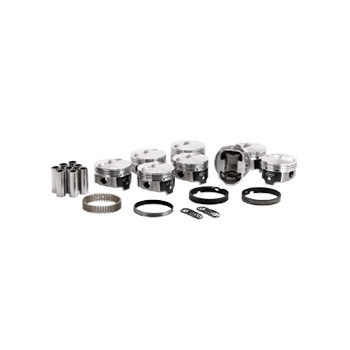 Icon FHR Pistons & Ring Set, SB Chev 383, Flat Top, 11.1:1