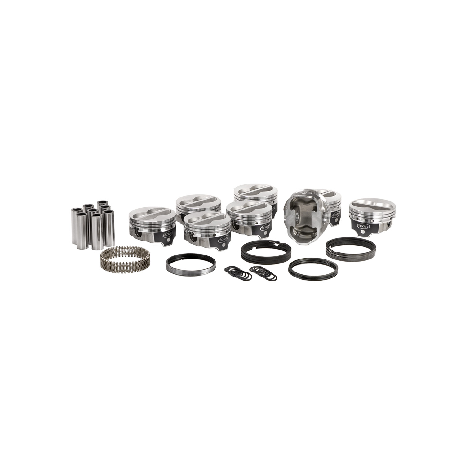 Icon FHR Pistons & Ring Set, SB Chev 383, 4VR Flat Top,