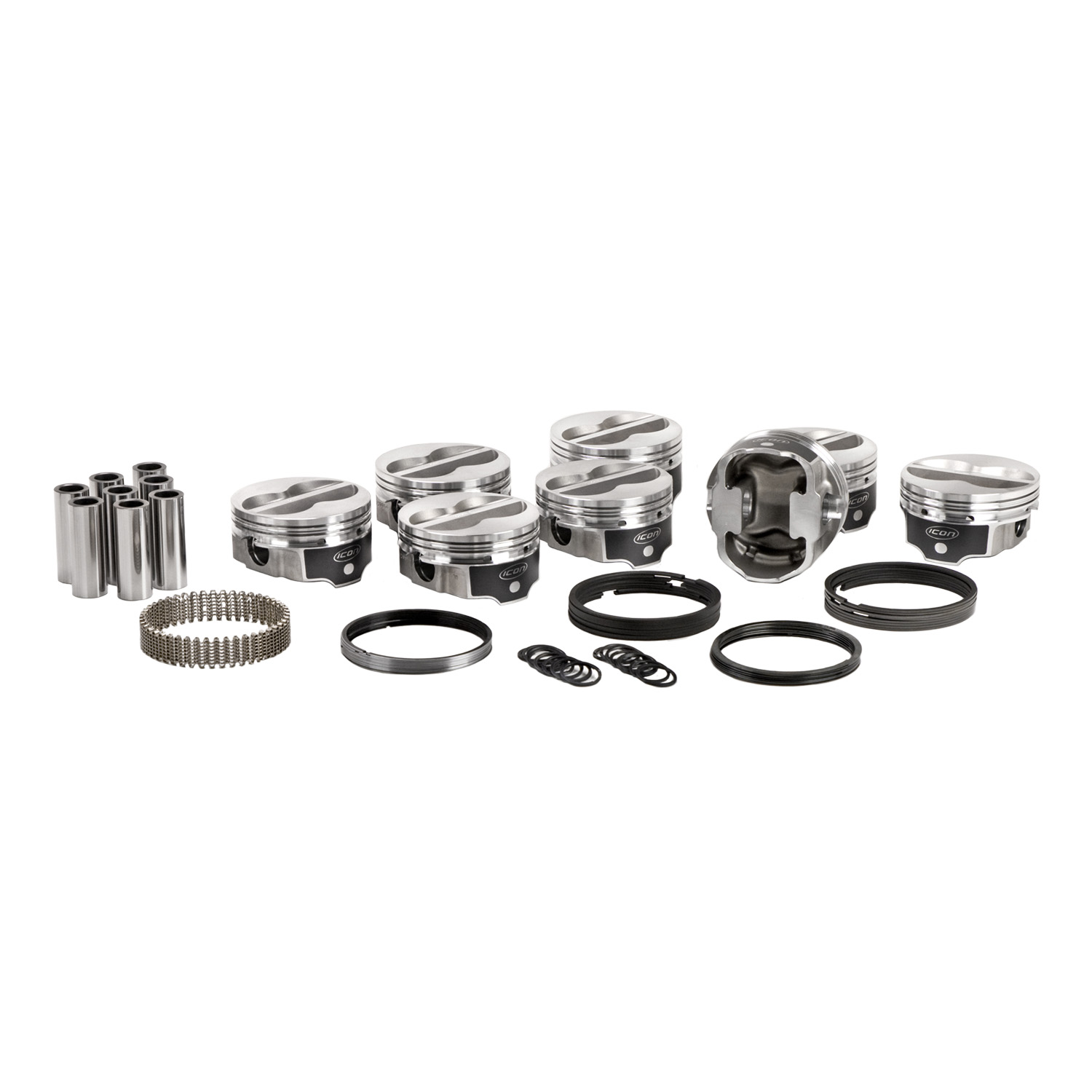 Icon FHR Series Pistons, Chev 350 , Flat Top 4VR, 4.040 Bore,  3.480 Stroke, 6.000 Rod, 9.7 w/64cc, 1.250 CH
