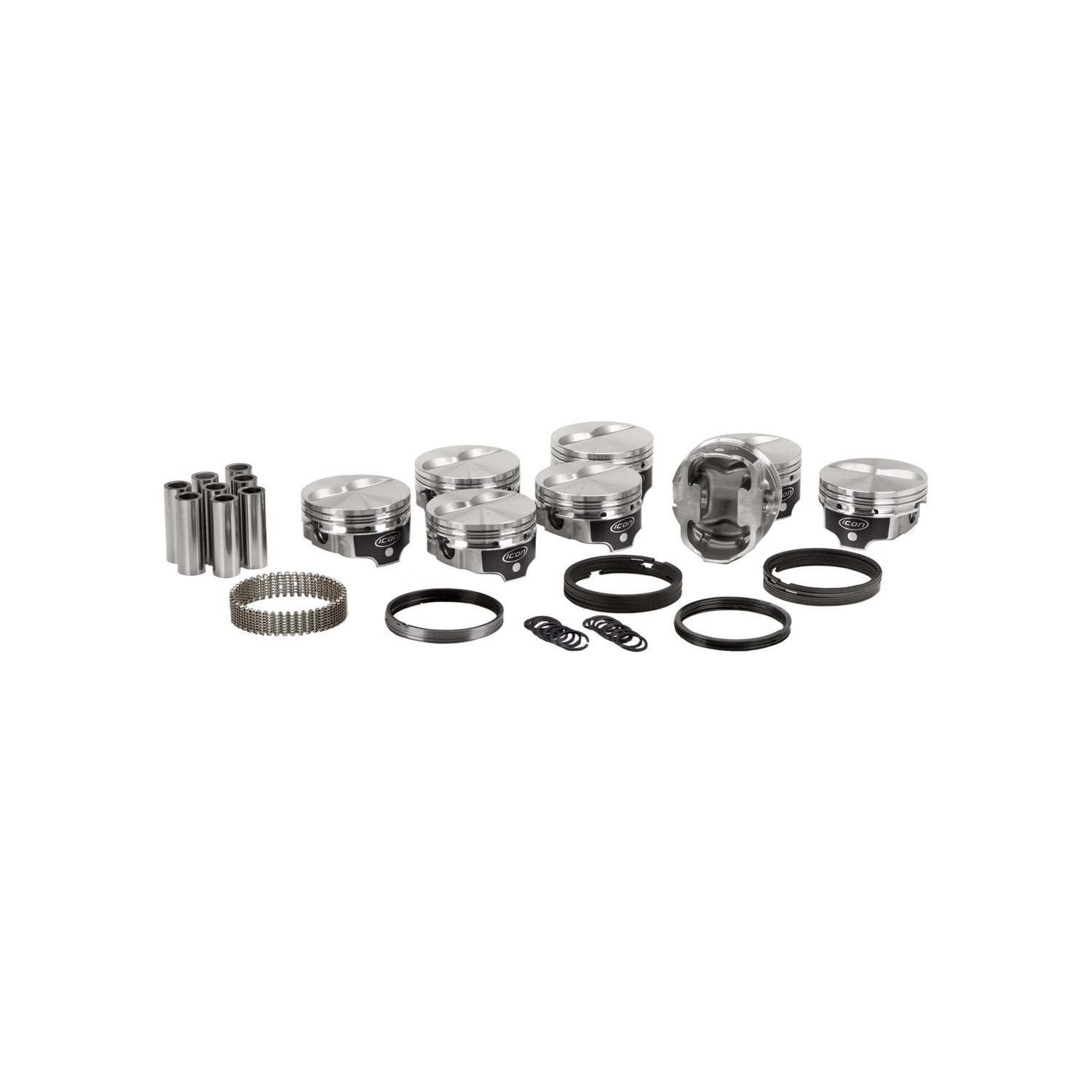 Icon FHR Pistons & Ring Set, SB Chev 383, Flat Top,