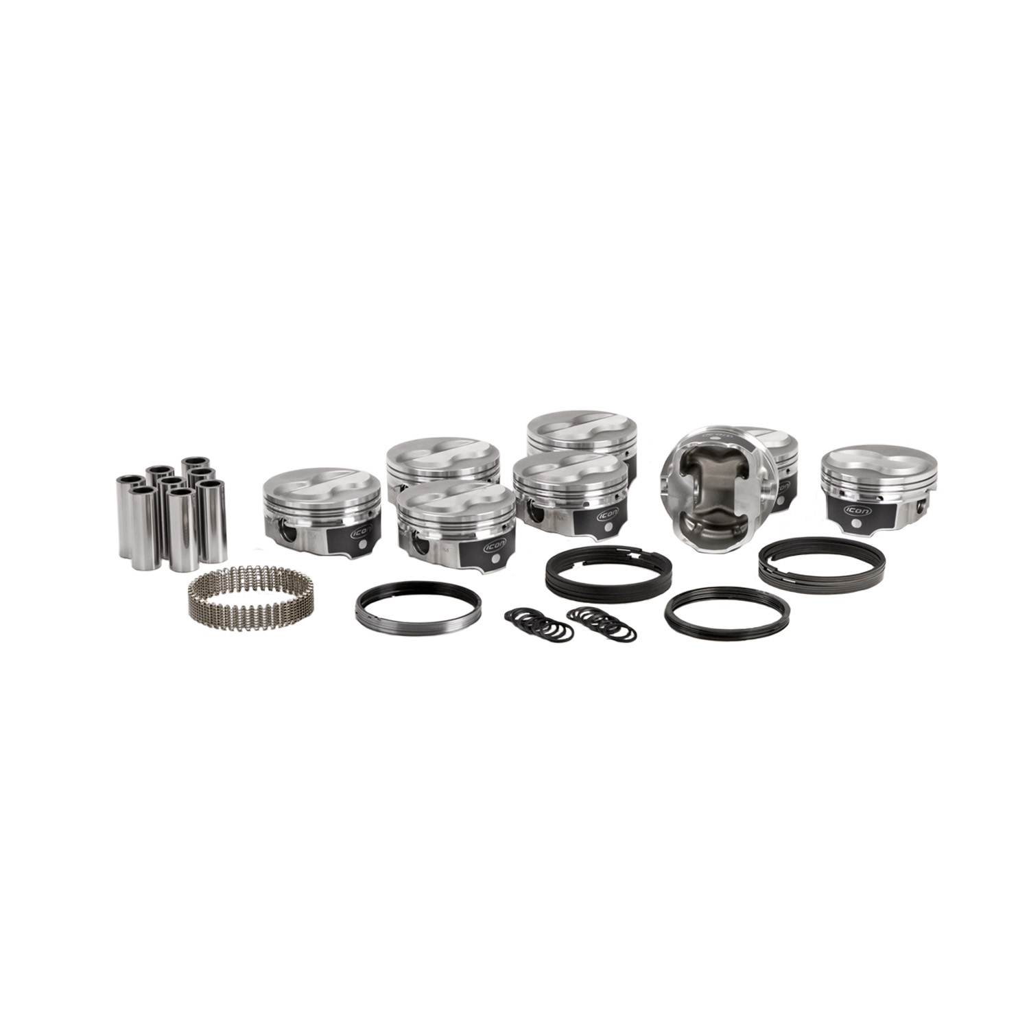 Icon FHR Pistons & Ring Set, SB Chev 350, Dome, 11.8:1