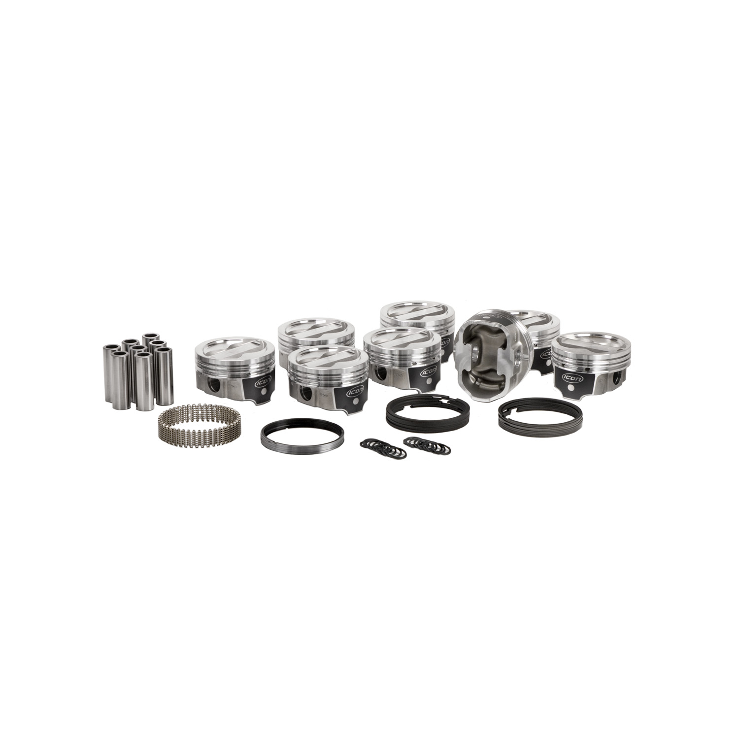 Icon FHR Pistons & Ring Set, SB Chev 400, Dish, 9.6:1