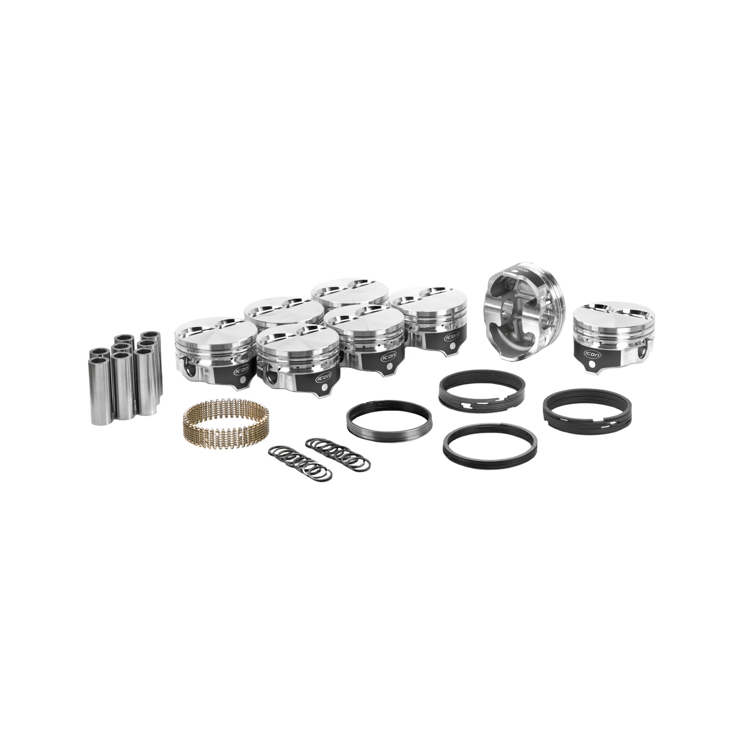 Icon Forged Pistons & Ring Set, SB Chev, 11.0cc Dome,