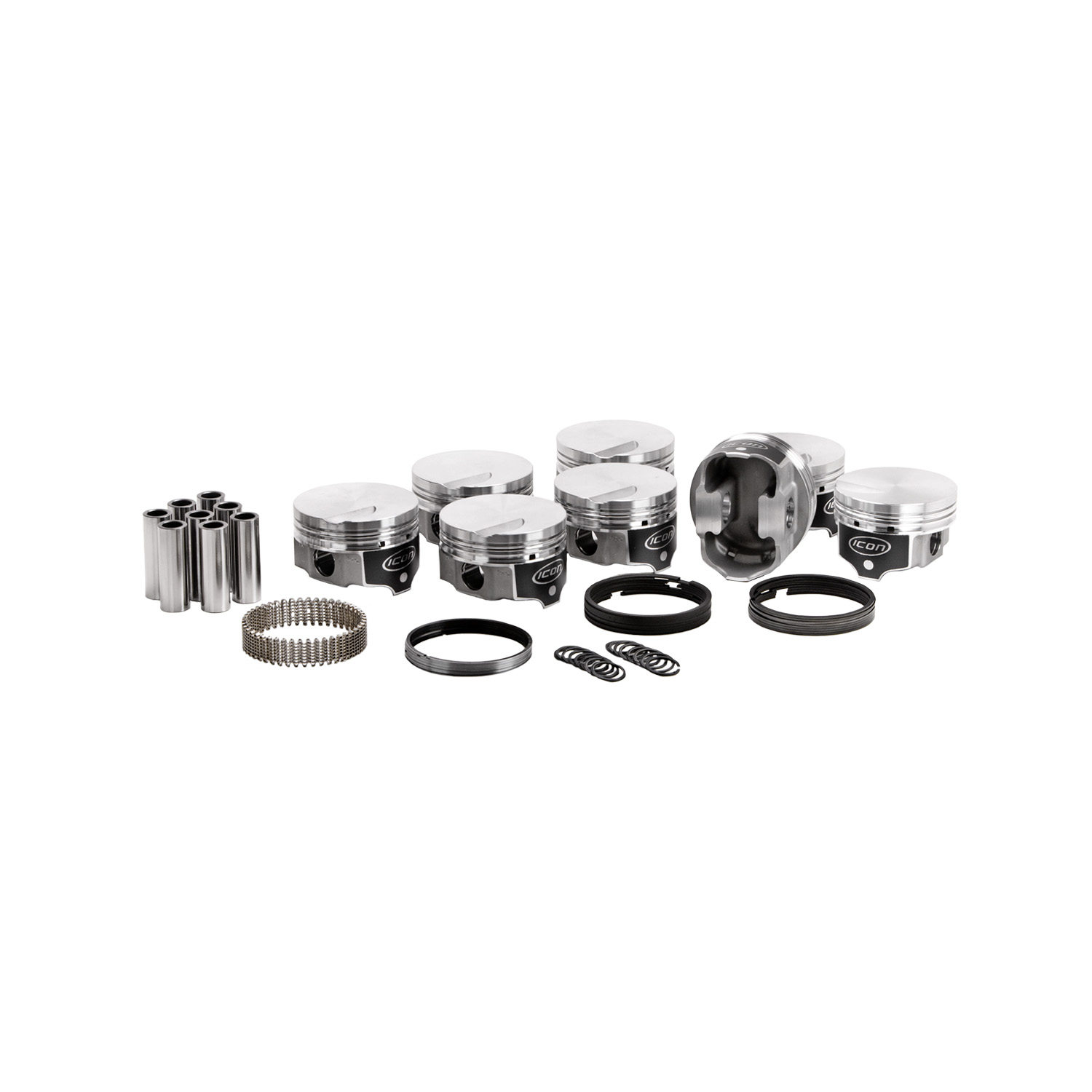 Icon FHR Pistons & Ring Set, Chrysler 408, Dish, 9.7:1 w/65