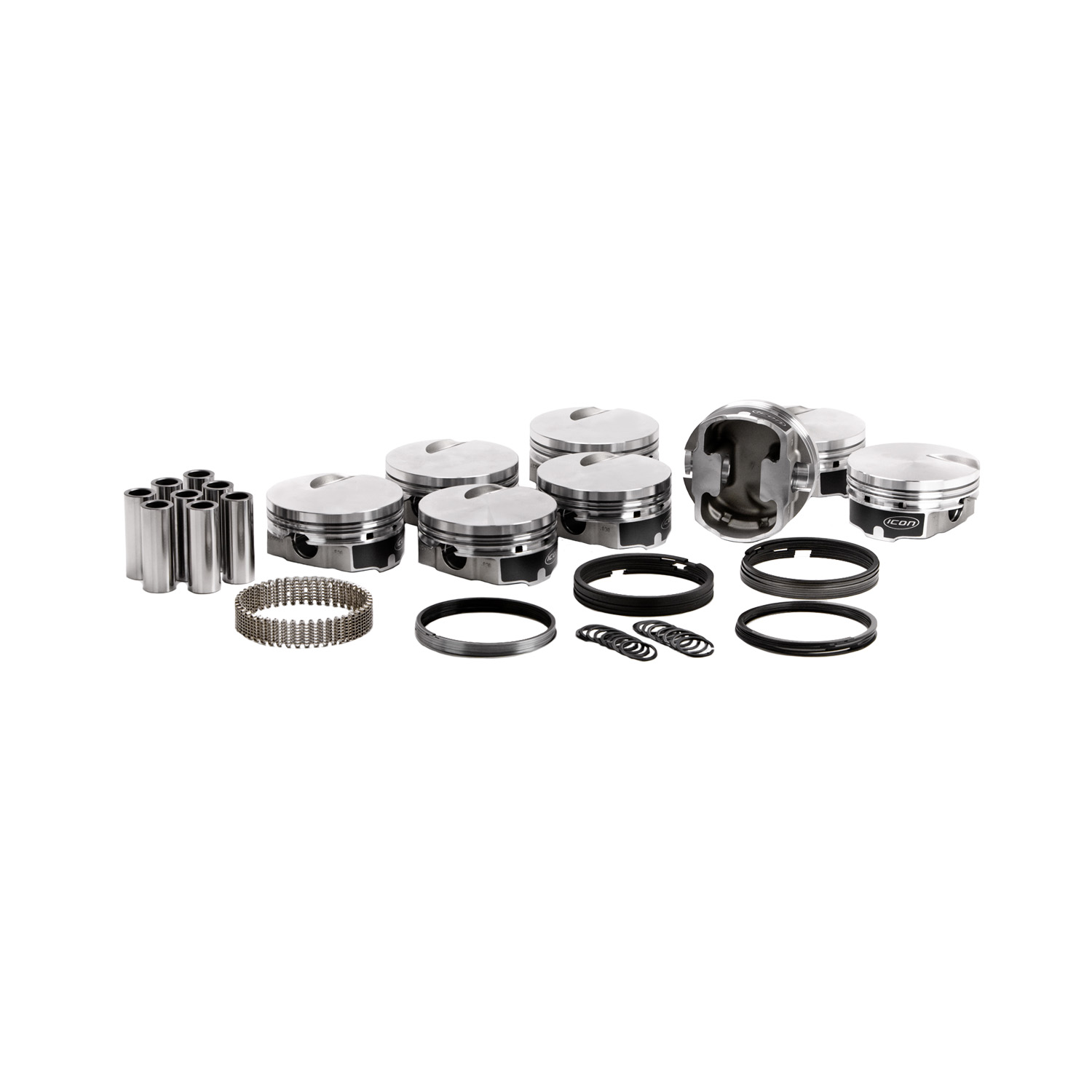 Icon FHR Pistons & Ring Set, Chev 489, Flat Top, 8.6:1 w/119