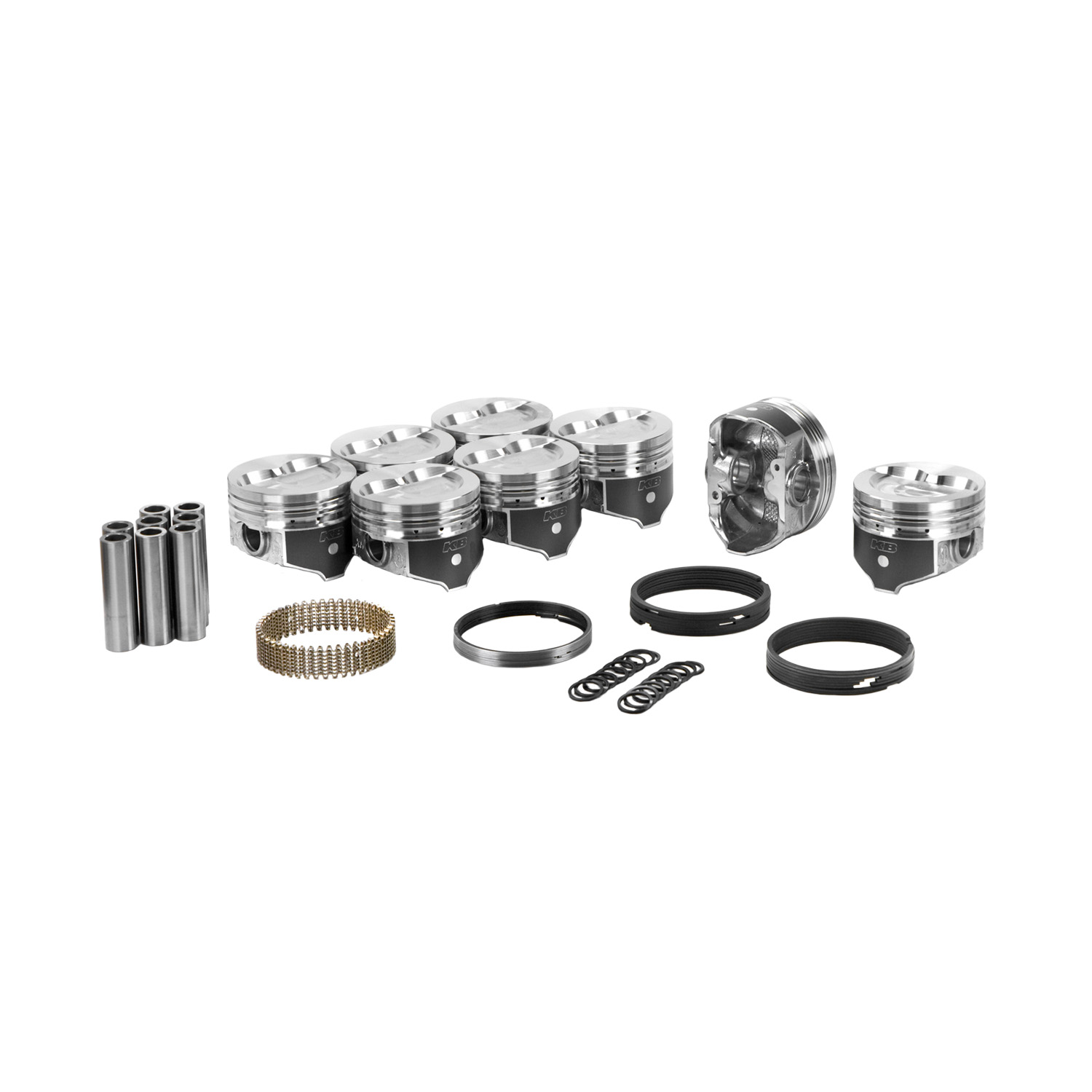 KB Hypereutectic Pistons & Ring Kit, Chev 383, Dish