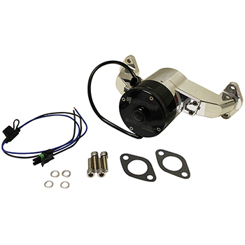 Meziere, Electric Water Pump, Chevrolet Big Block, Aluminum, Polished, 35 GPM, 6-8 Amps, Sold as Each