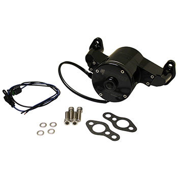 Meziere, Electric Water Pump, Chevrolet Small Block, Aluminum, Black, 35 GPM, 6-8 Amps, Sold as Each