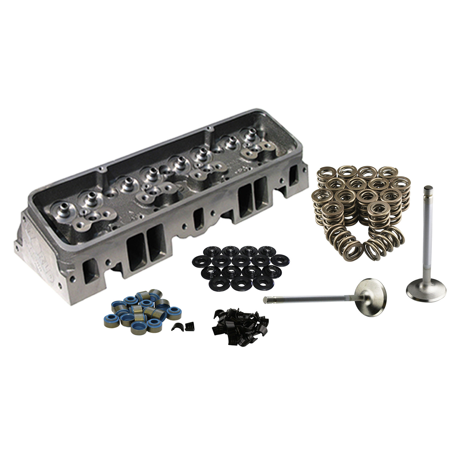 World Products, Motown Cast Iron Chev SB Head, 220cc/64cc, Angled Plug, Stage 3 Assembled, Pair