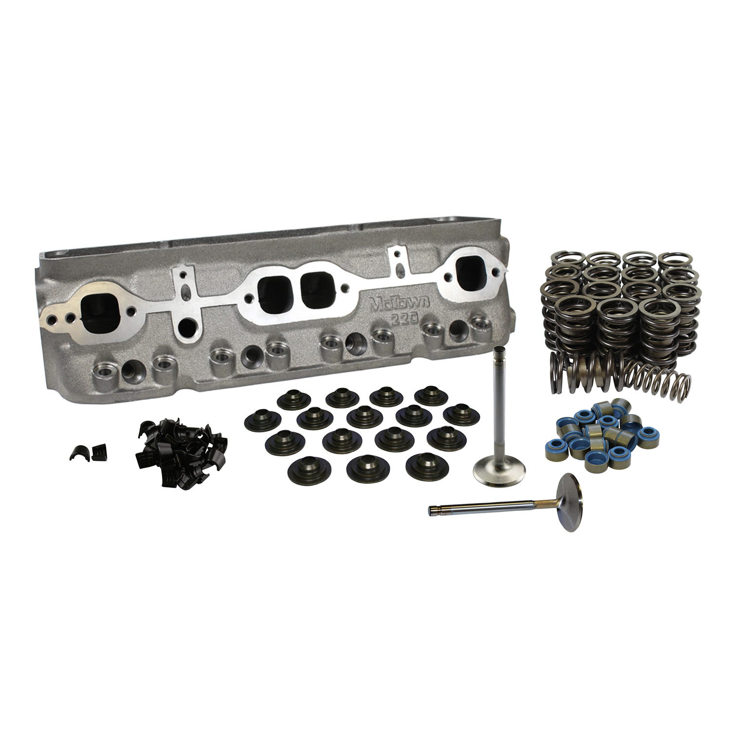 World Products, Motown Cast Iron Chev SB Head, 220cc/64cc, Angled Plug, Stage 2 Assembled, Pair