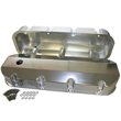 Power Products Fabricated Aluminum Valve Covers, Chev BB, Short-Bolt Design, Tall w/Breather Hole, Clear Anodized, Pair